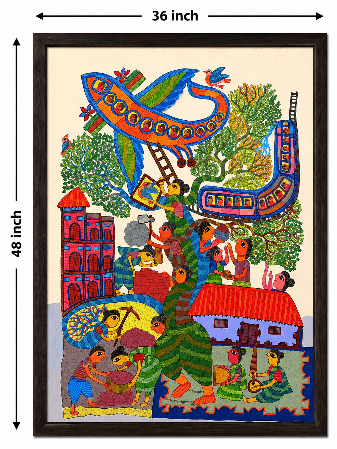 Wings of Village Dreams - Gond Painting — alternate view