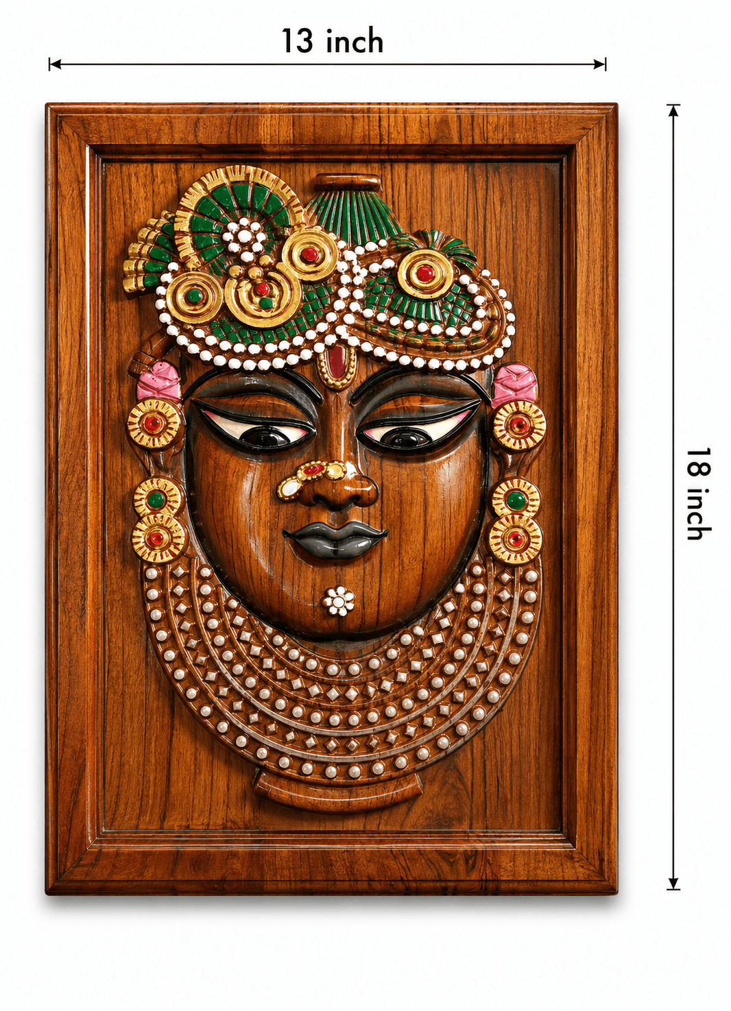 Lord Krishna Wooden Wall Panel - Wood Carving — alternate view