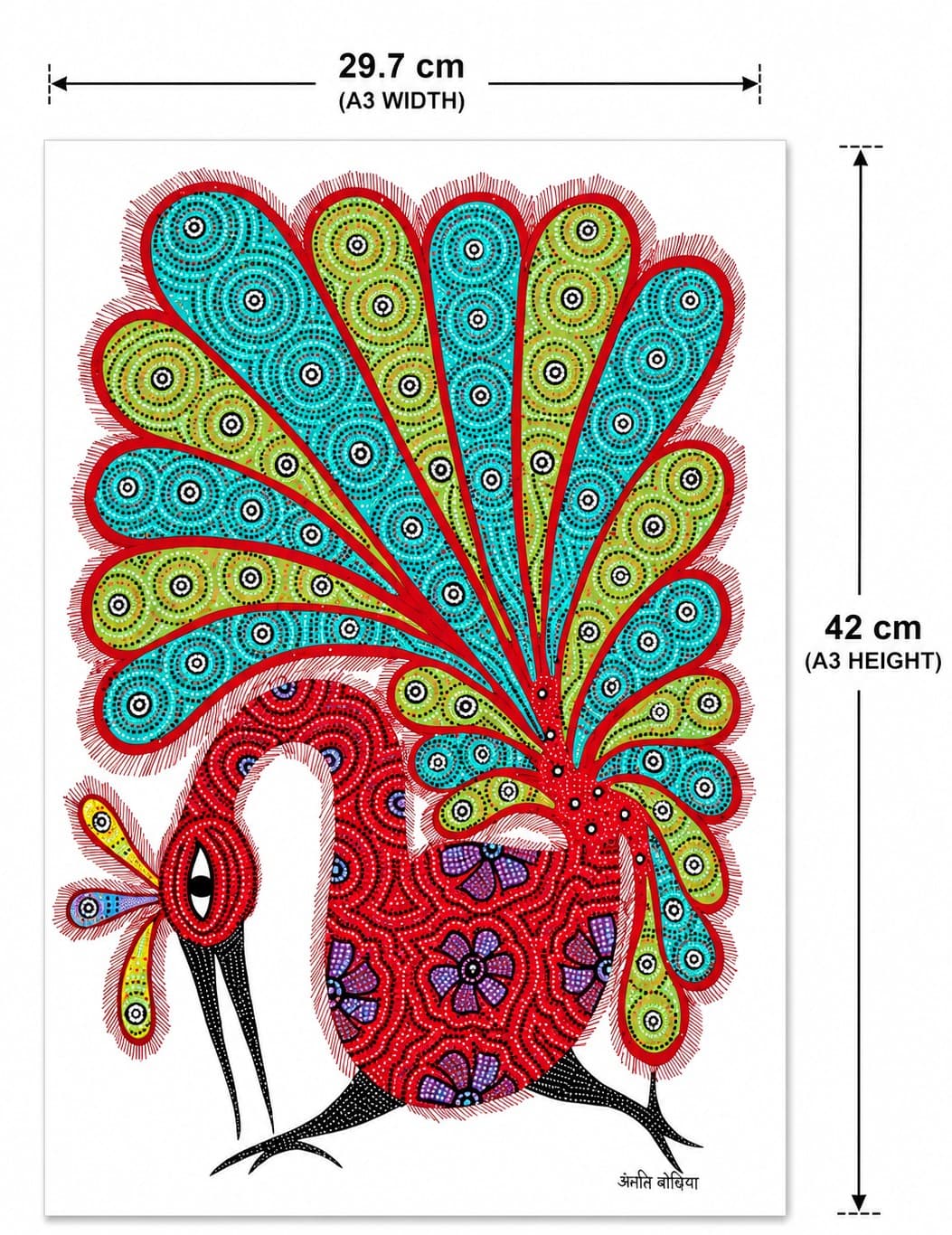 Majestic Peacock - Bhil Painting — alternate view