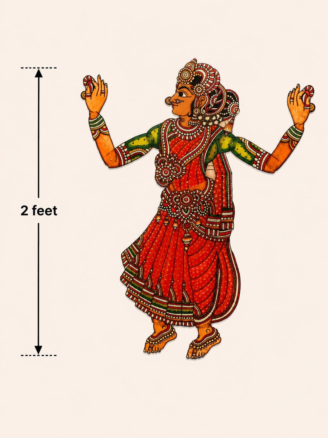 Graceful Dancer Leather Puppet - Tholu Bommalata — alternate view