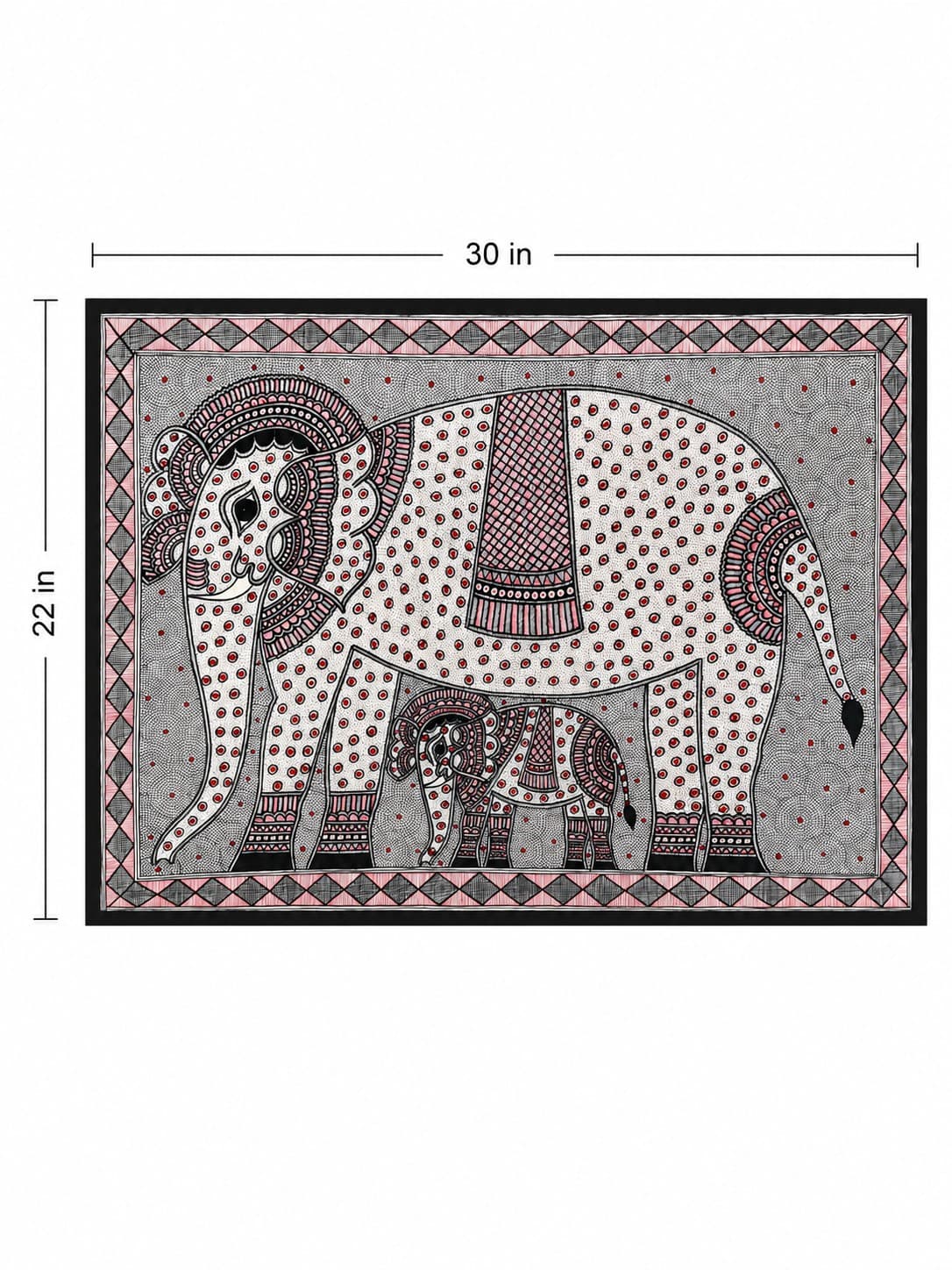 Mother & Calf Elephant - Godna Painting — alternate view