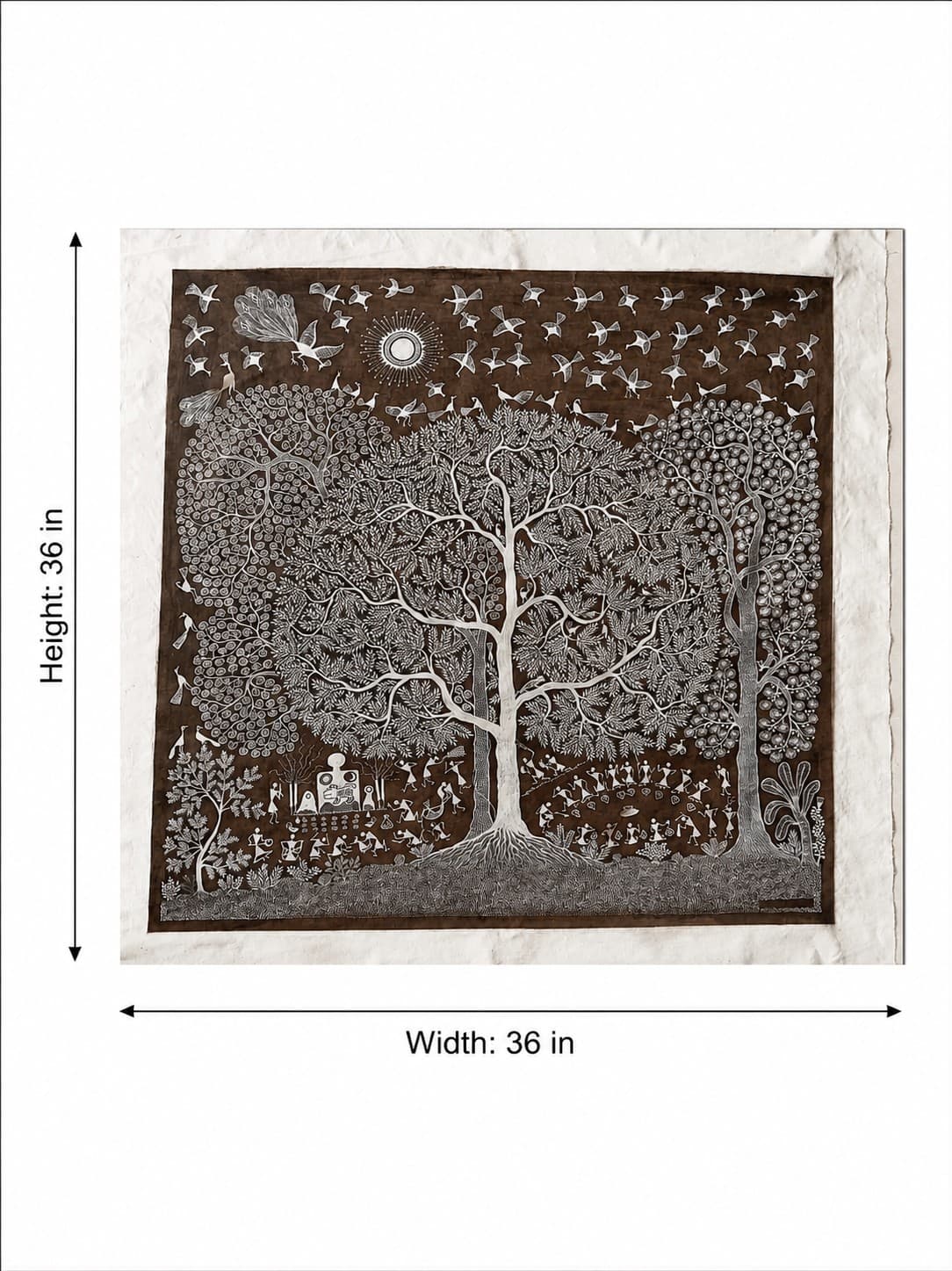 Tree of Life and Village Celebration - Warli Painting — alternate view