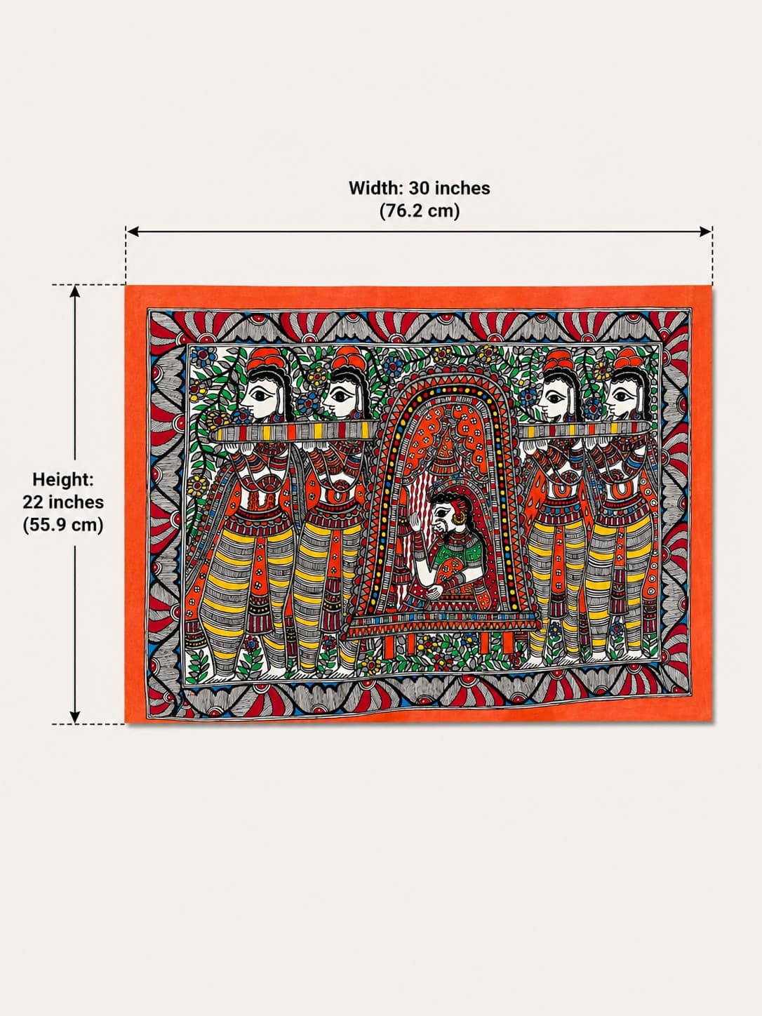 Krishna Flute Melody - Madhubani Painting — alternate view