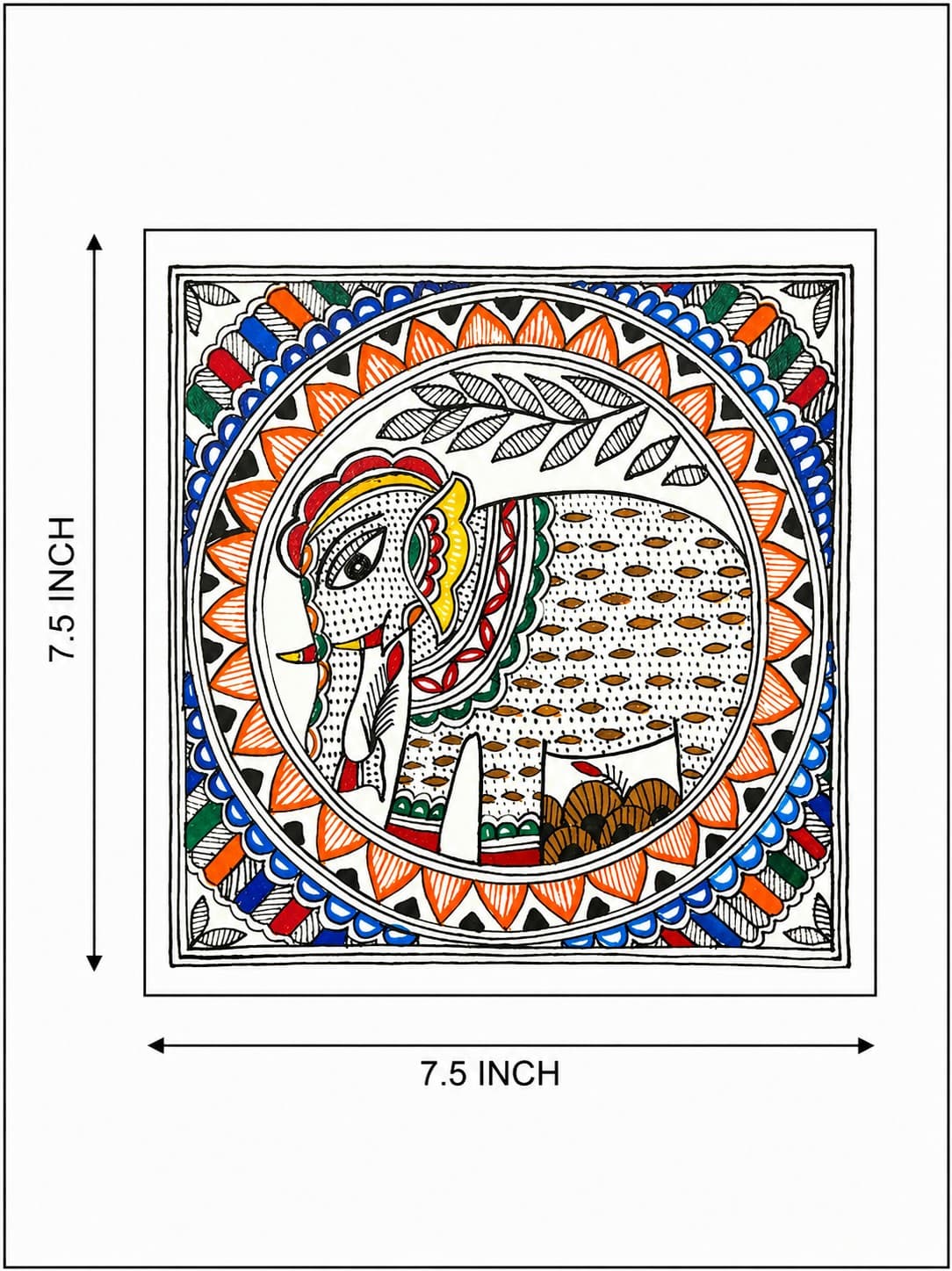 Sacred Elephant Mandala - Madhubani Painting — alternate view