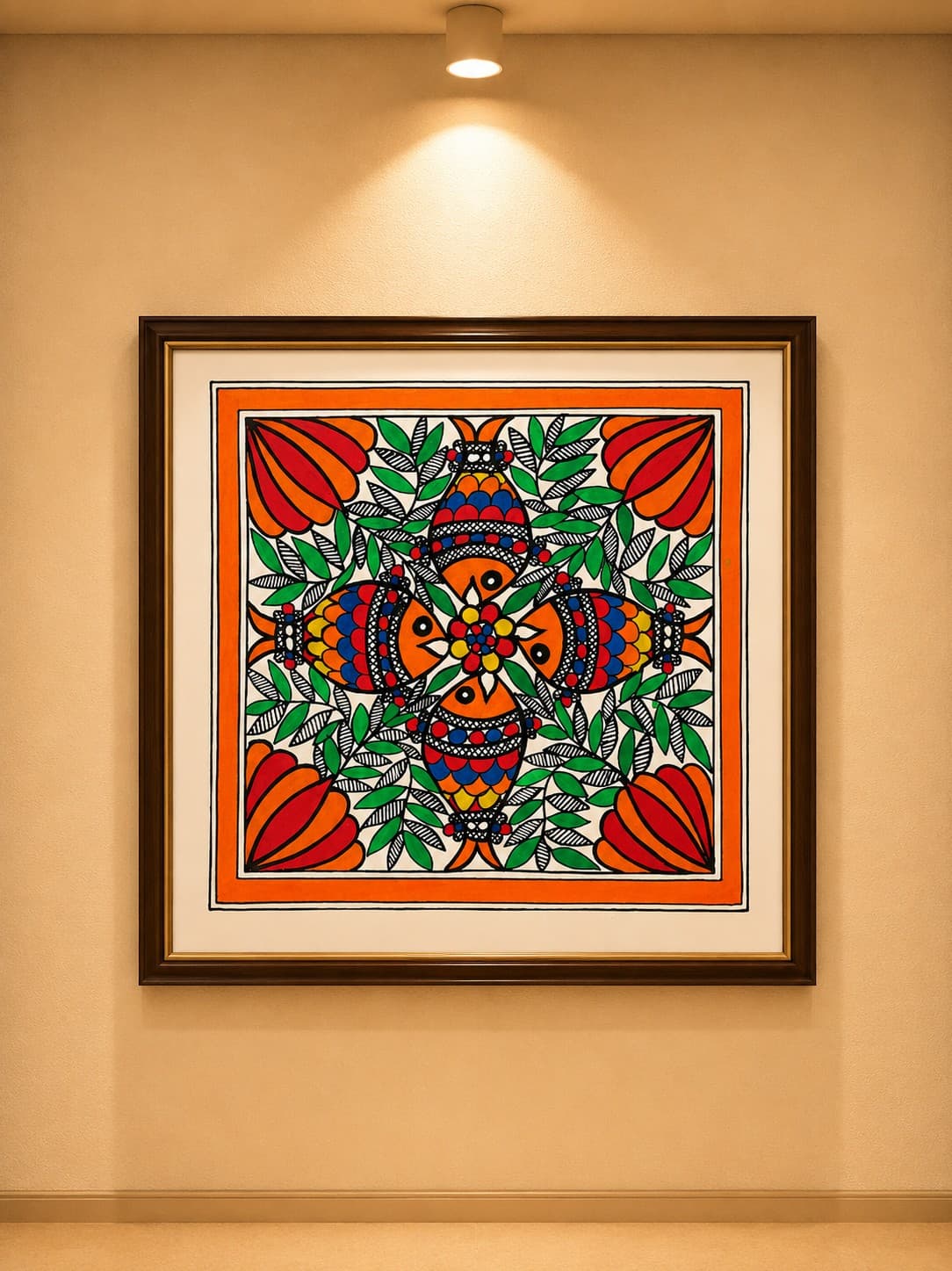 Four Fish Mandala - Madhubani Painting