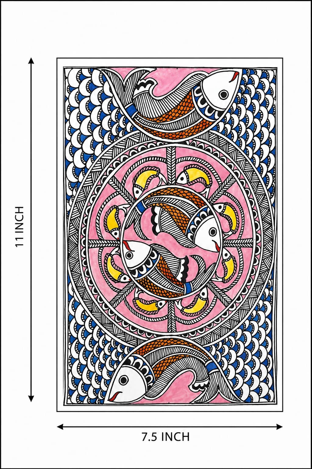 Fish Mandala of Prosperity - Madhubani Painting — alternate view