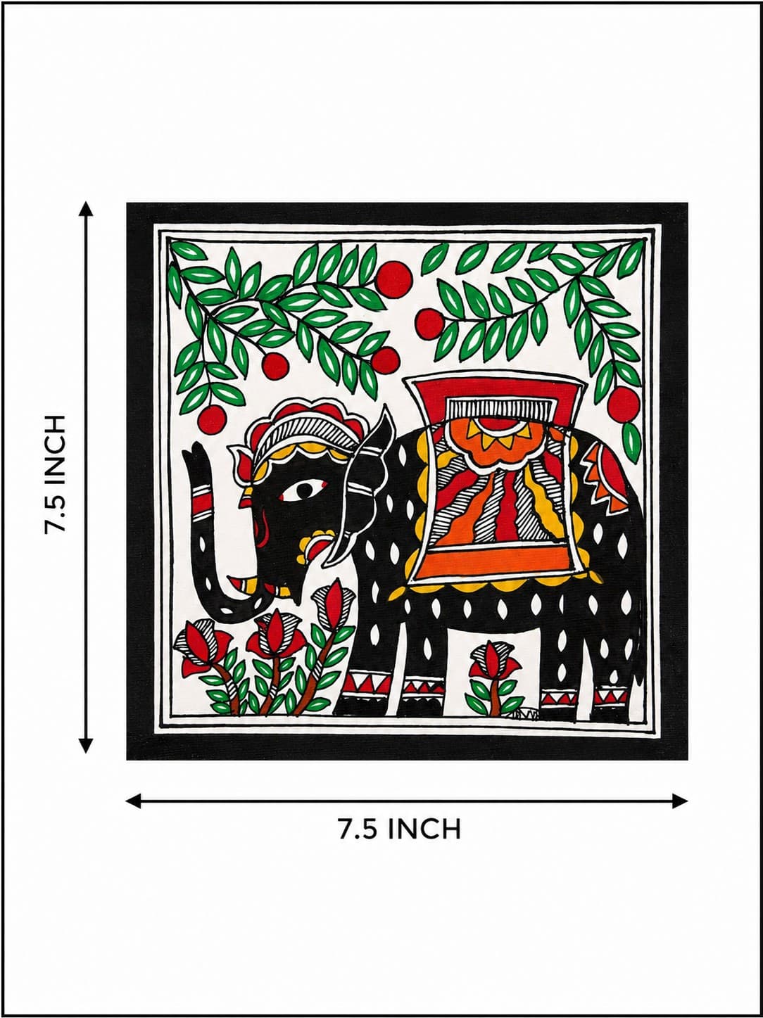 Royal Elephant Under the Tree - Madhubani Painting — alternate view