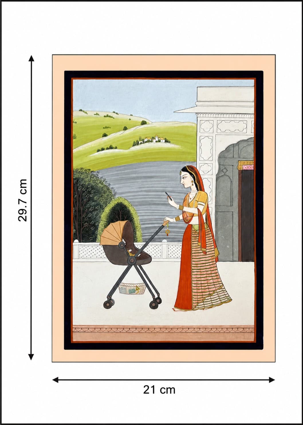 17th Century Mother with todays trend and technology - Miniature Painting — alternate view