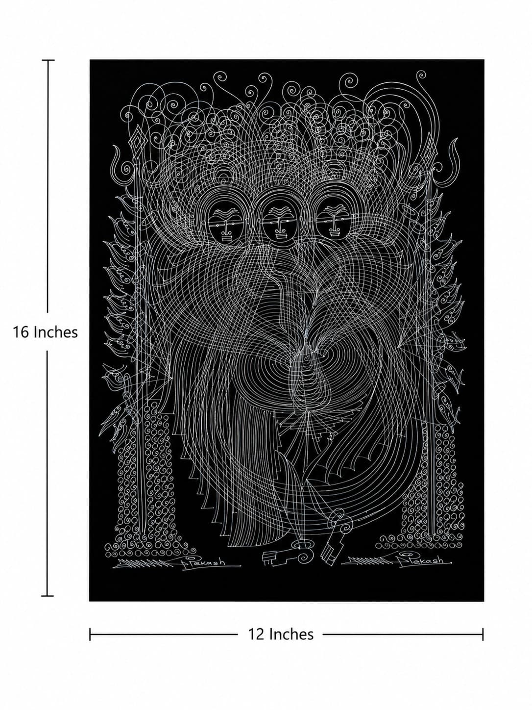 Three Divine Figures Tribal - Surpur Painting — alternate view
