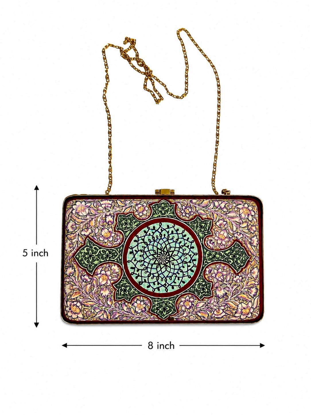 Wooden Base Clutch Purse - Papier Mache — alternate view