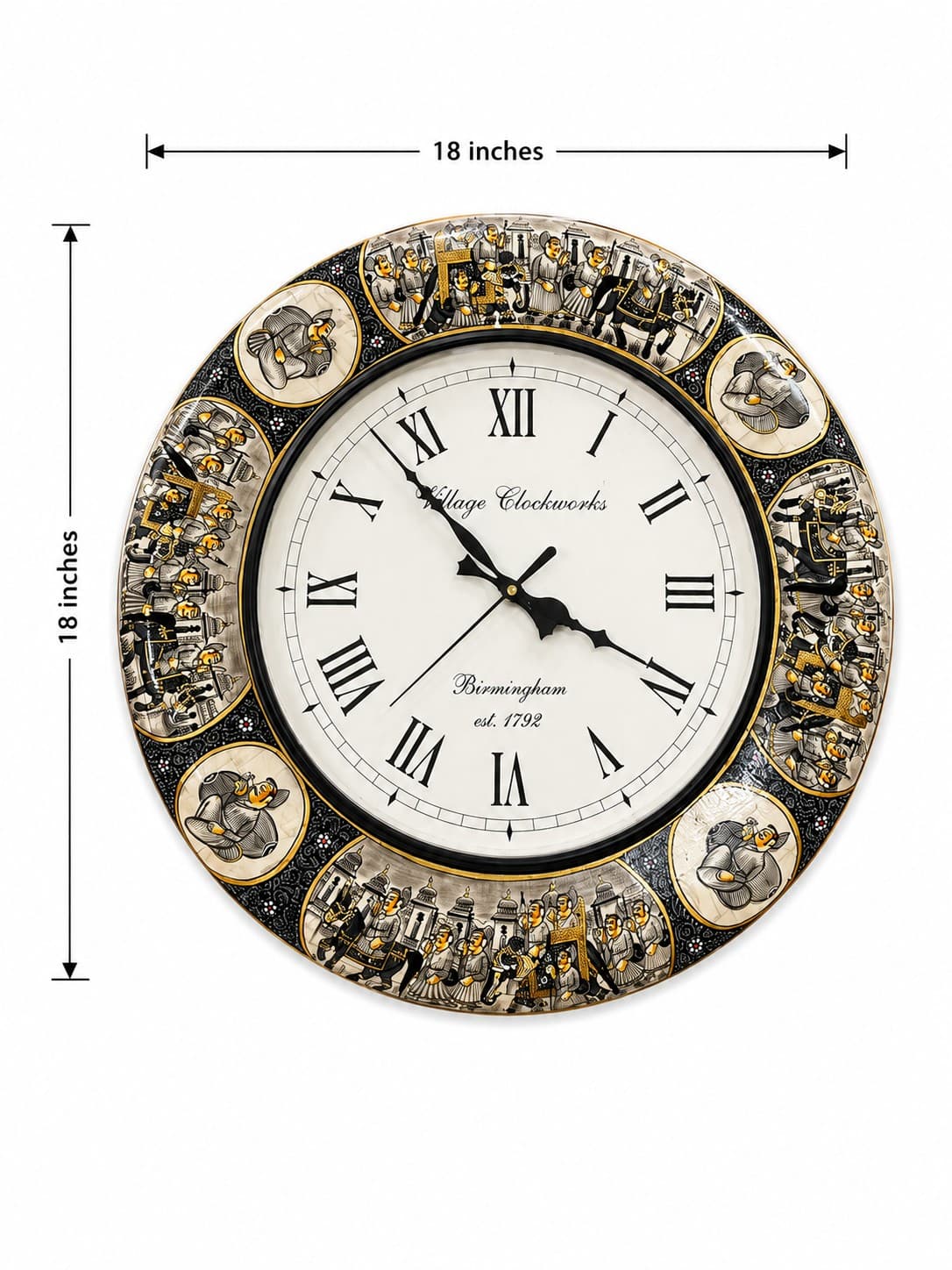 Decorative Wall Clock II - Lucknow Bone Naqqashi — alternate view