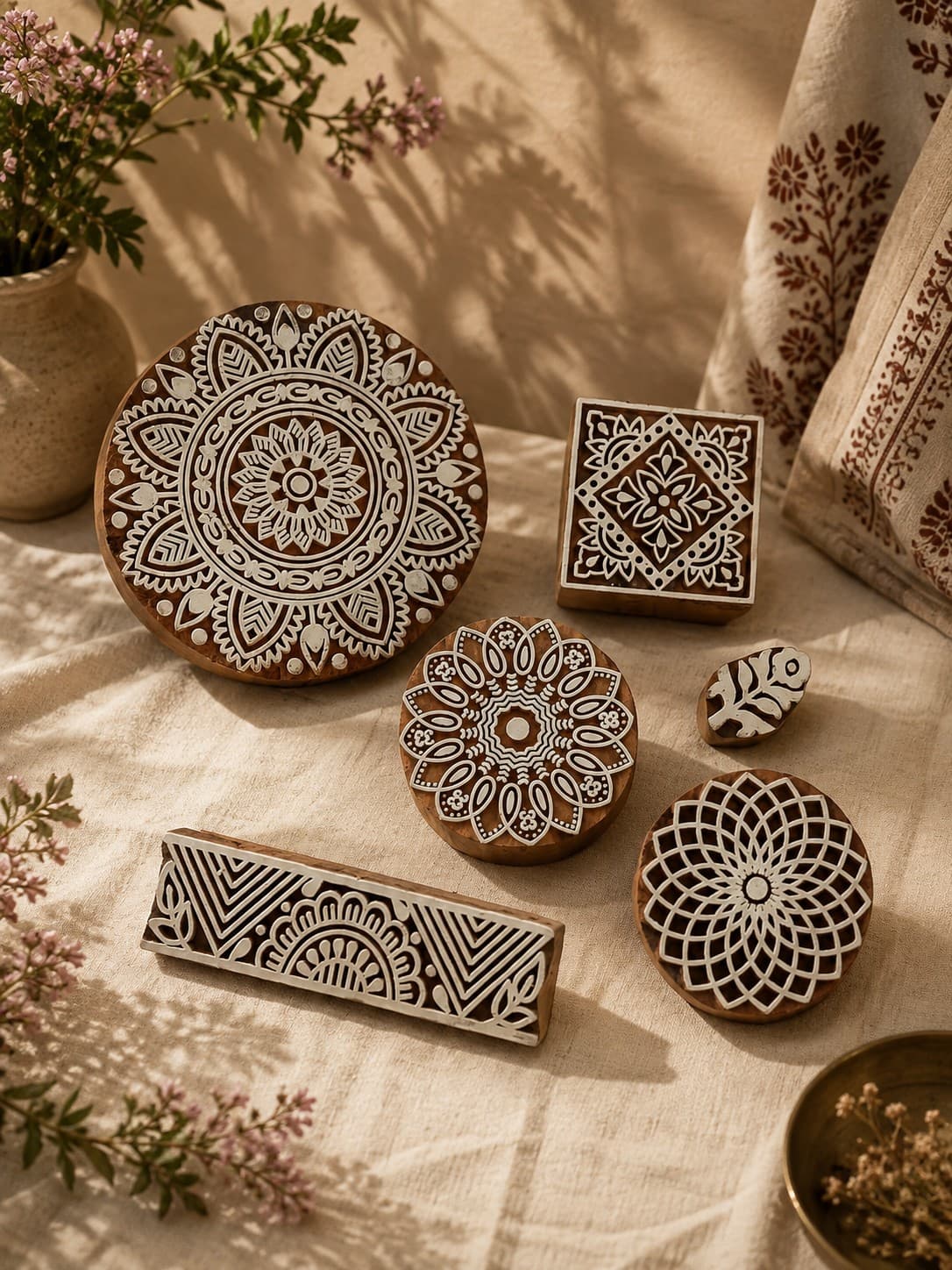 Wall Decor - Wooden Block Print (Set of 6)