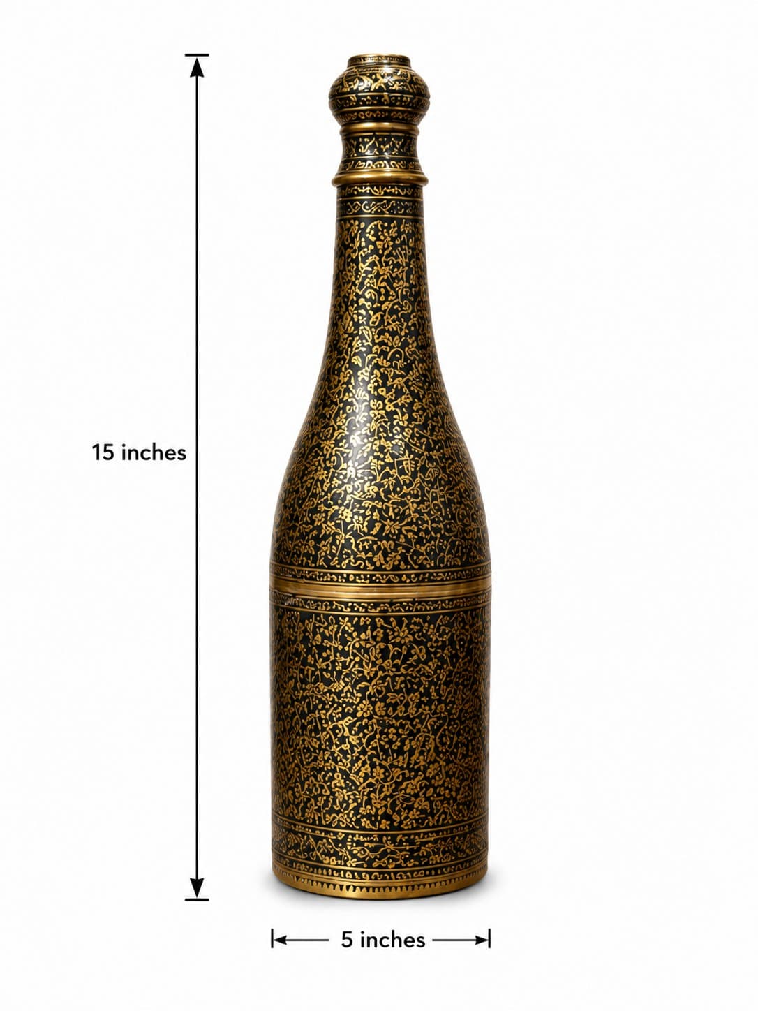 Brass Decorative Meenakari Engraved Bottle Vase -Brass Naqashi — alternate view