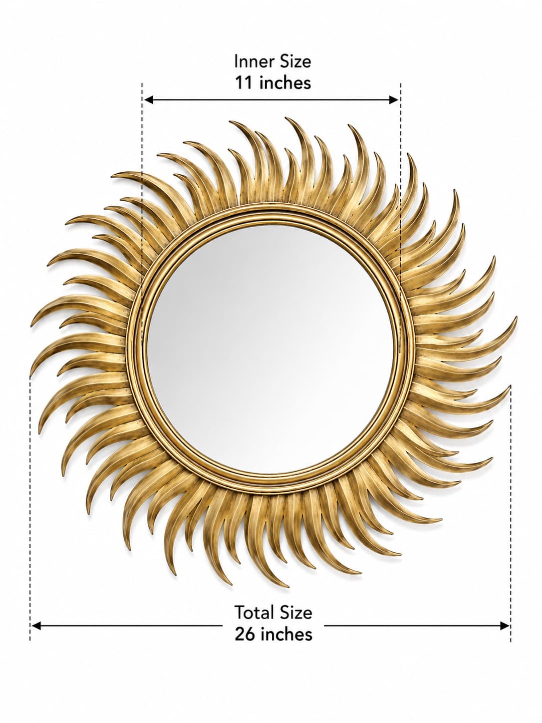 Golden Sunburst - Wooden Wall Frame With Mirror — alternate view