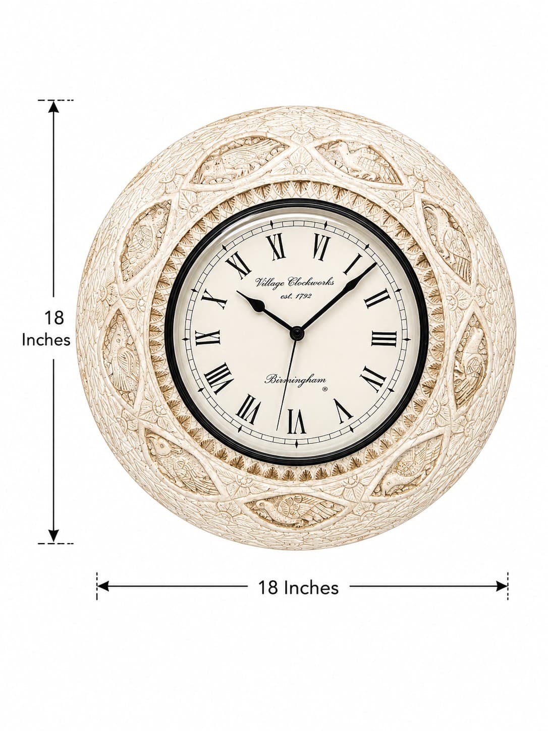 Decorative Wall Clock III - Lucknow Bone Naqqashi — alternate view