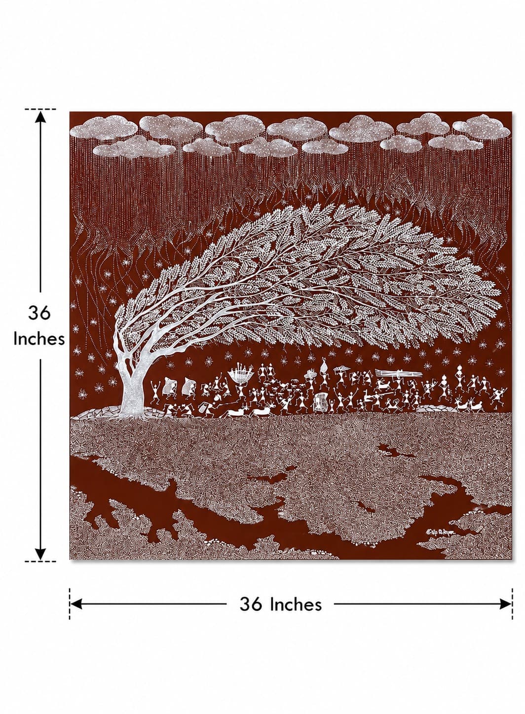 Rooted Through the Storm - Warli Painting — alternate view
