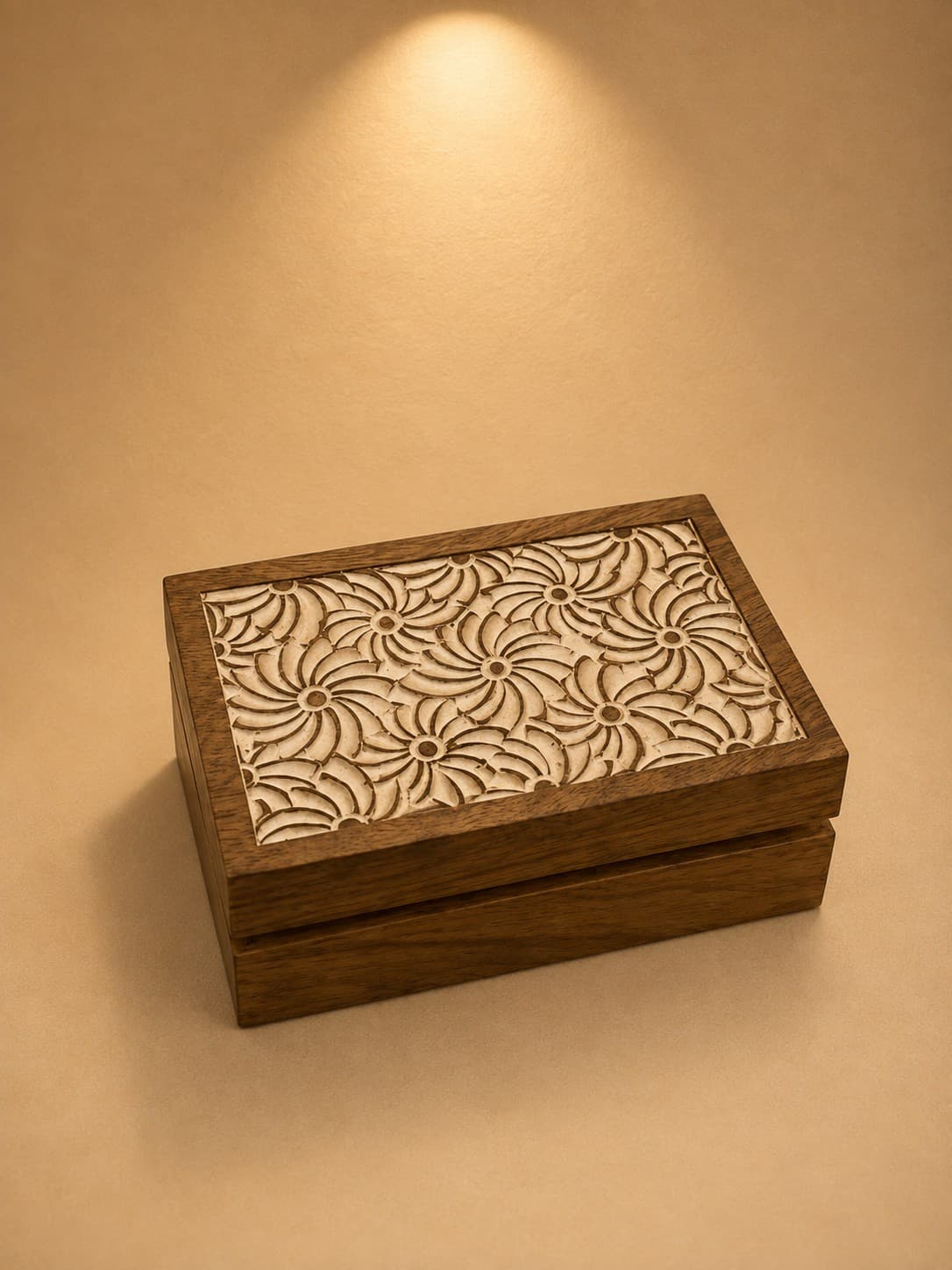Floral Carved Wooden Storage Box