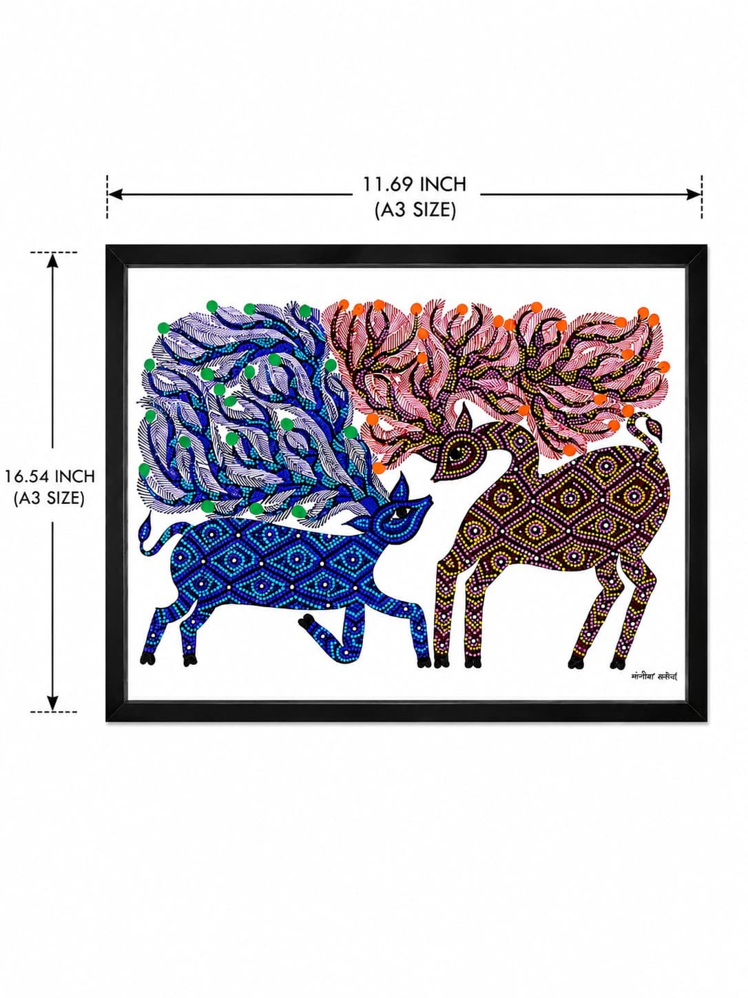 Tribal Deer Duo Harmony of Nature - Bhil Painting — alternate view