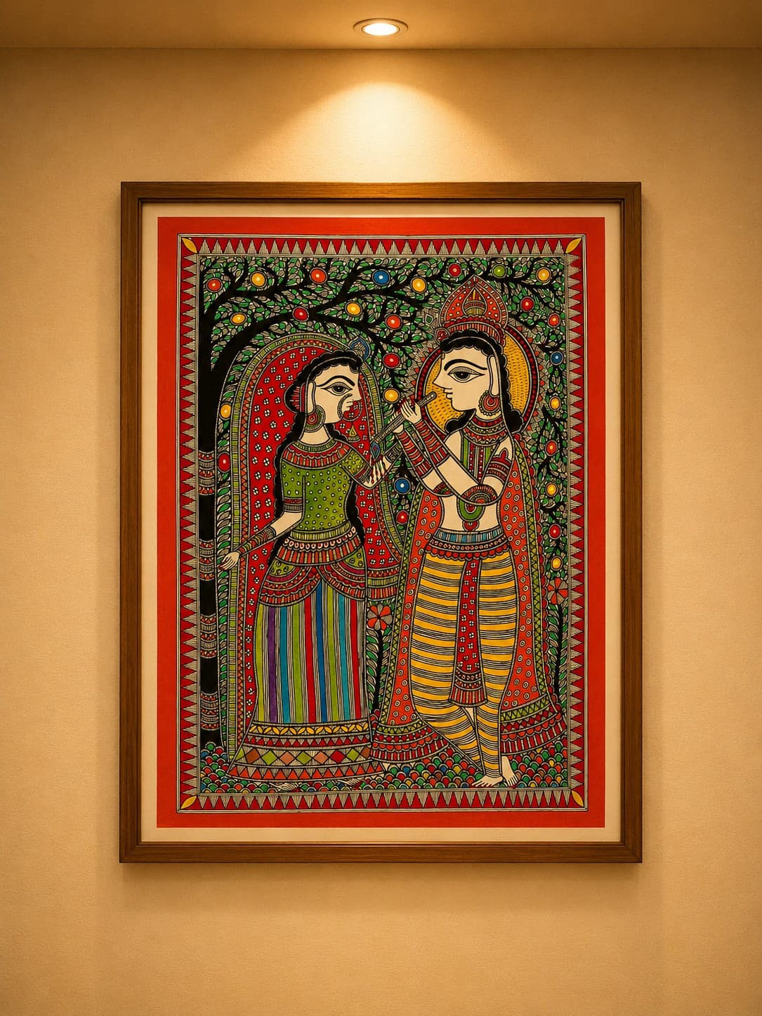 Radha Krishna - Madhubani Painting