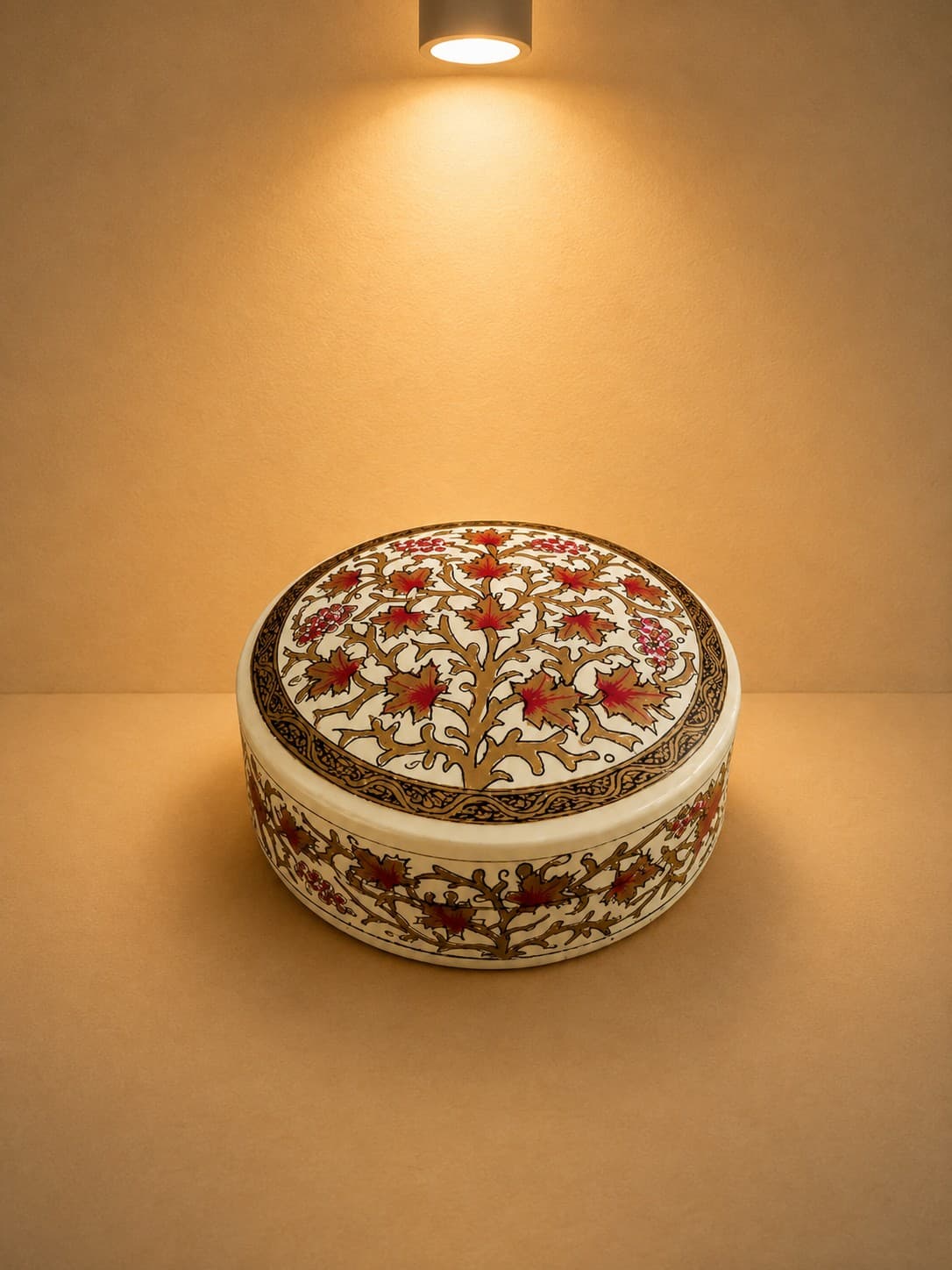 Floral Coaster Set with Holder - Kashmiri Naqashi