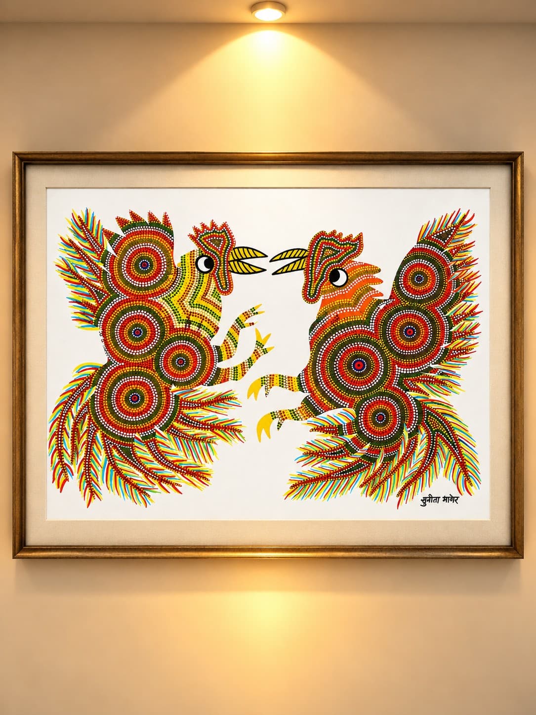 Dance of the Eternal Roosters - Bhil painting