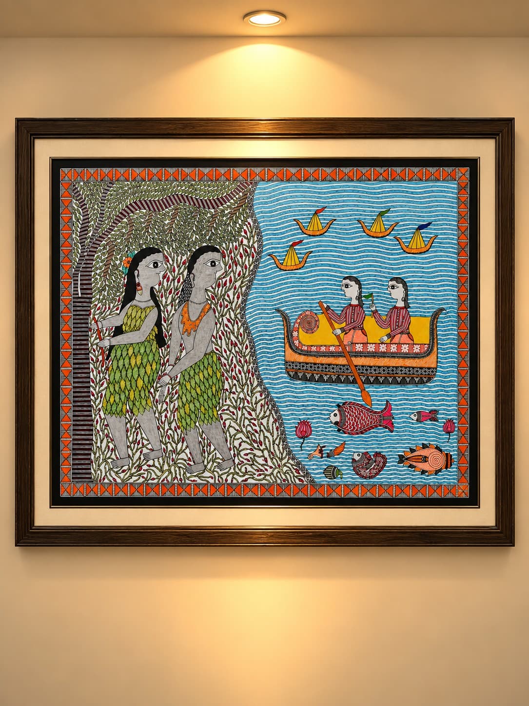 River Journey - Madhubani Painting