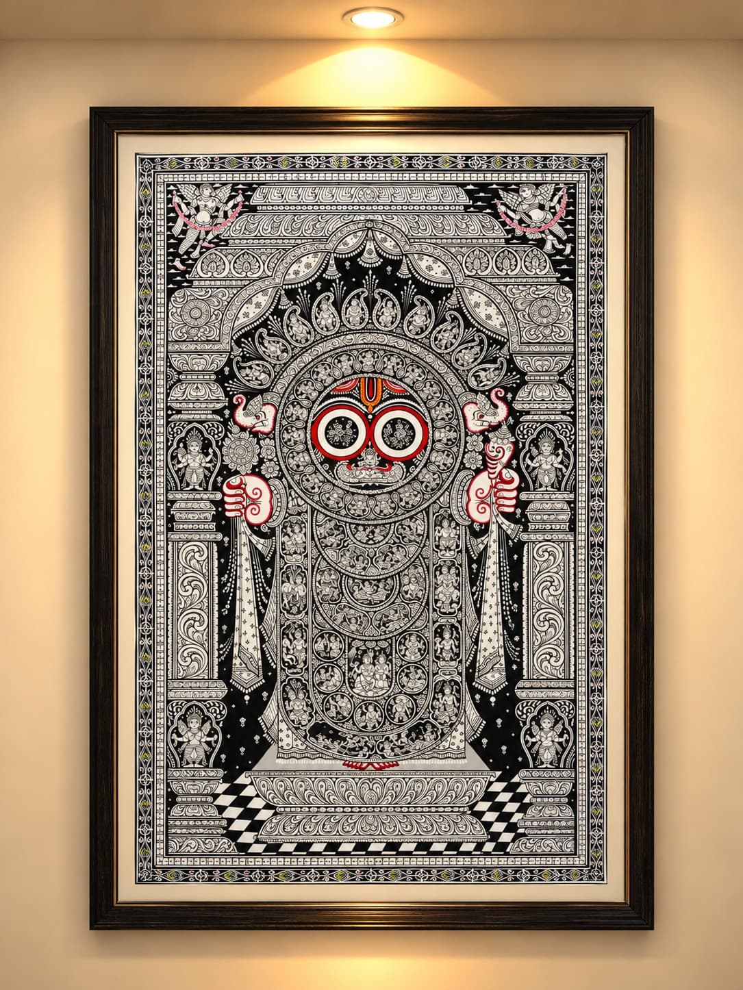 Lord Jagannath with Krishna Leela Story - Pattachitra Painting