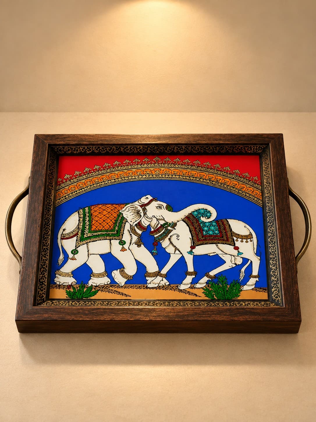 Royal Tanjore Mirror Tray - Tanjore Painting