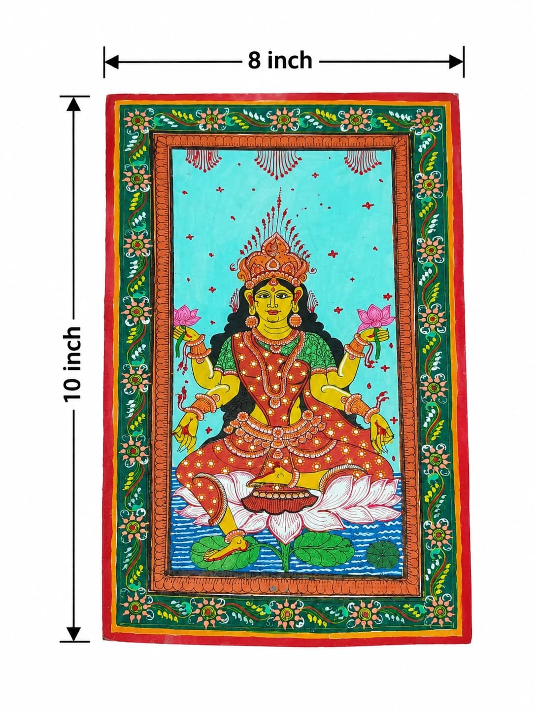Maa Lakshmi on Lotus - Pattachitra Painting — alternate view