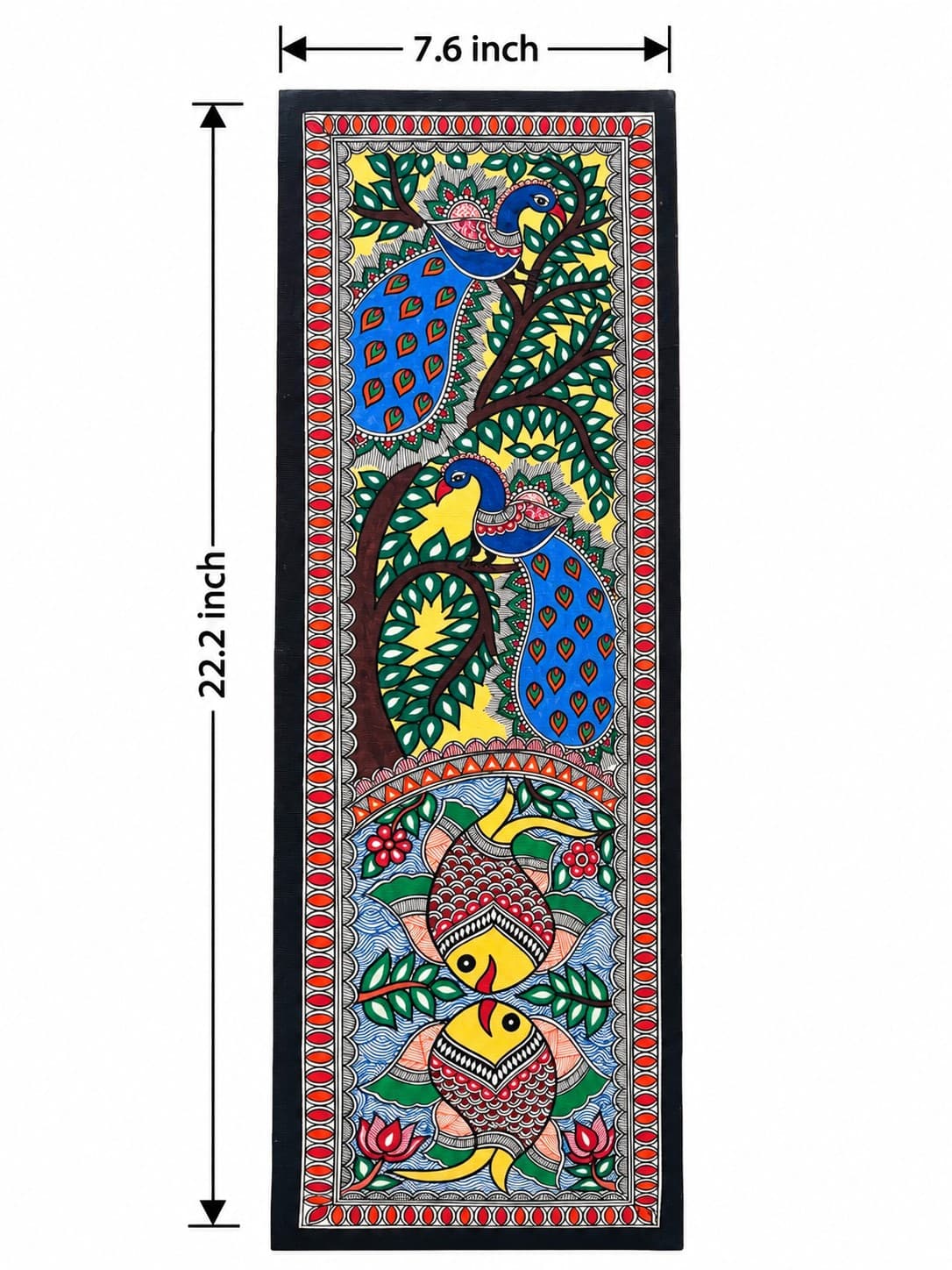 Auspicious Peacock & Fish - Madhubani Painting — alternate view