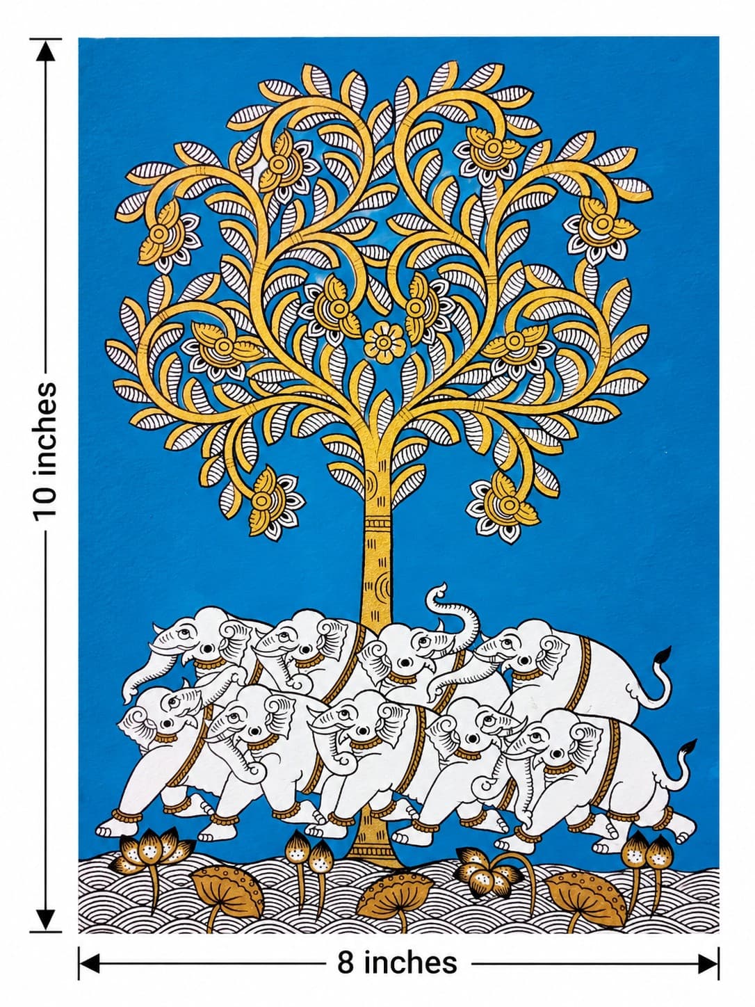 Elephant Procession Beneath the Tree of Life - Phad Painting — alternate view