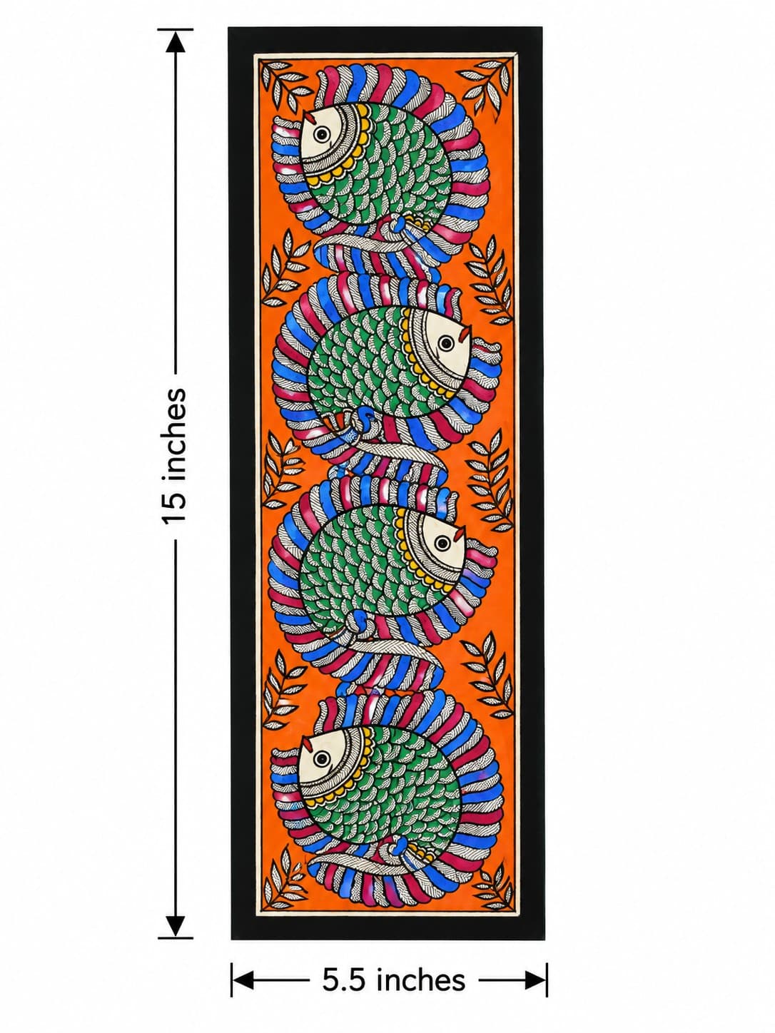 Four Fish Harmony - Madhubani Painting — alternate view