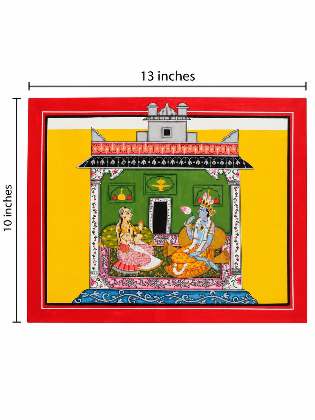 Radha Krishna Samvad - Basholi Miniature Painting — alternate view