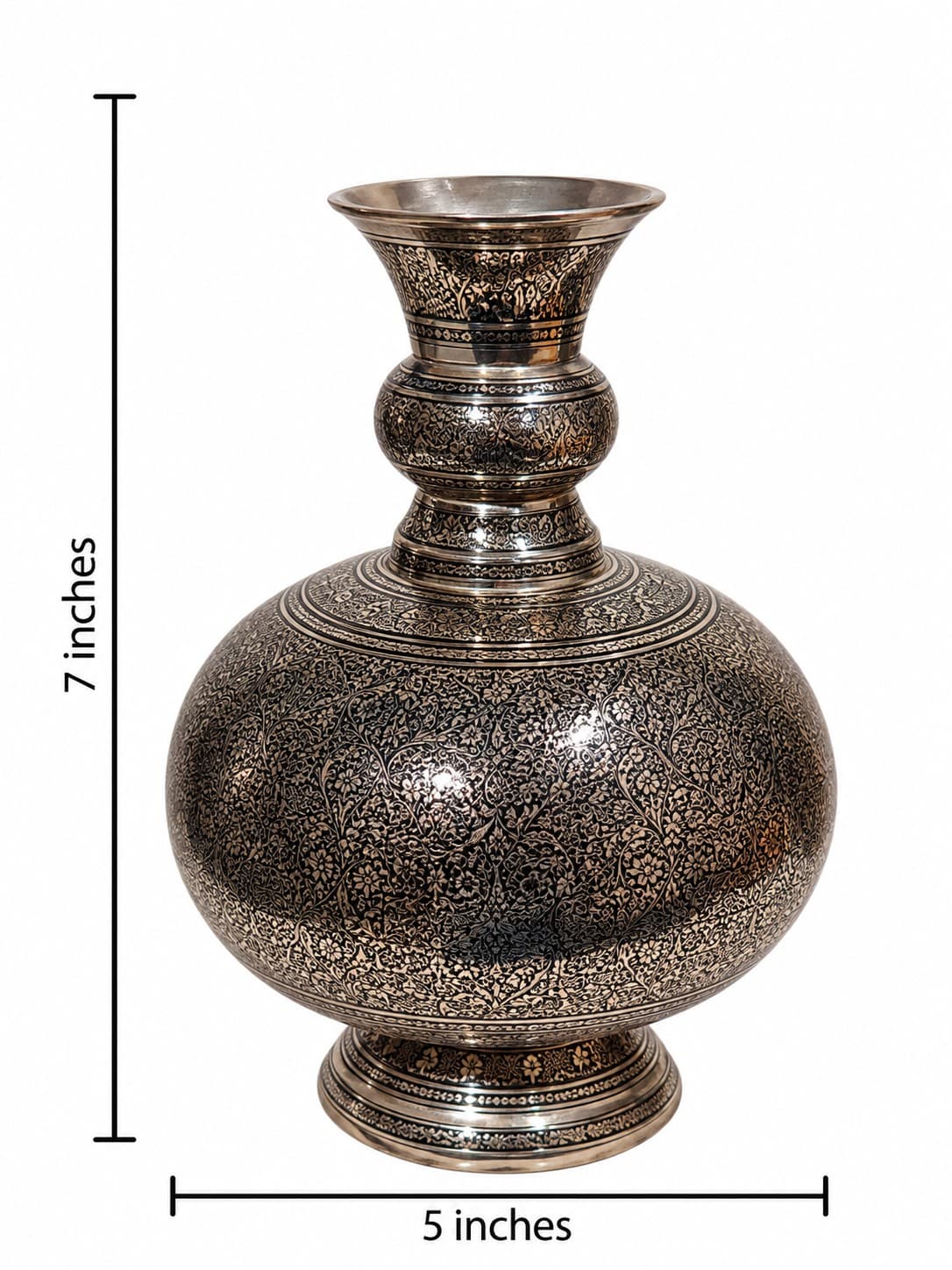 Floral Engraved Urn - Brass Naqashi - Antique Brass