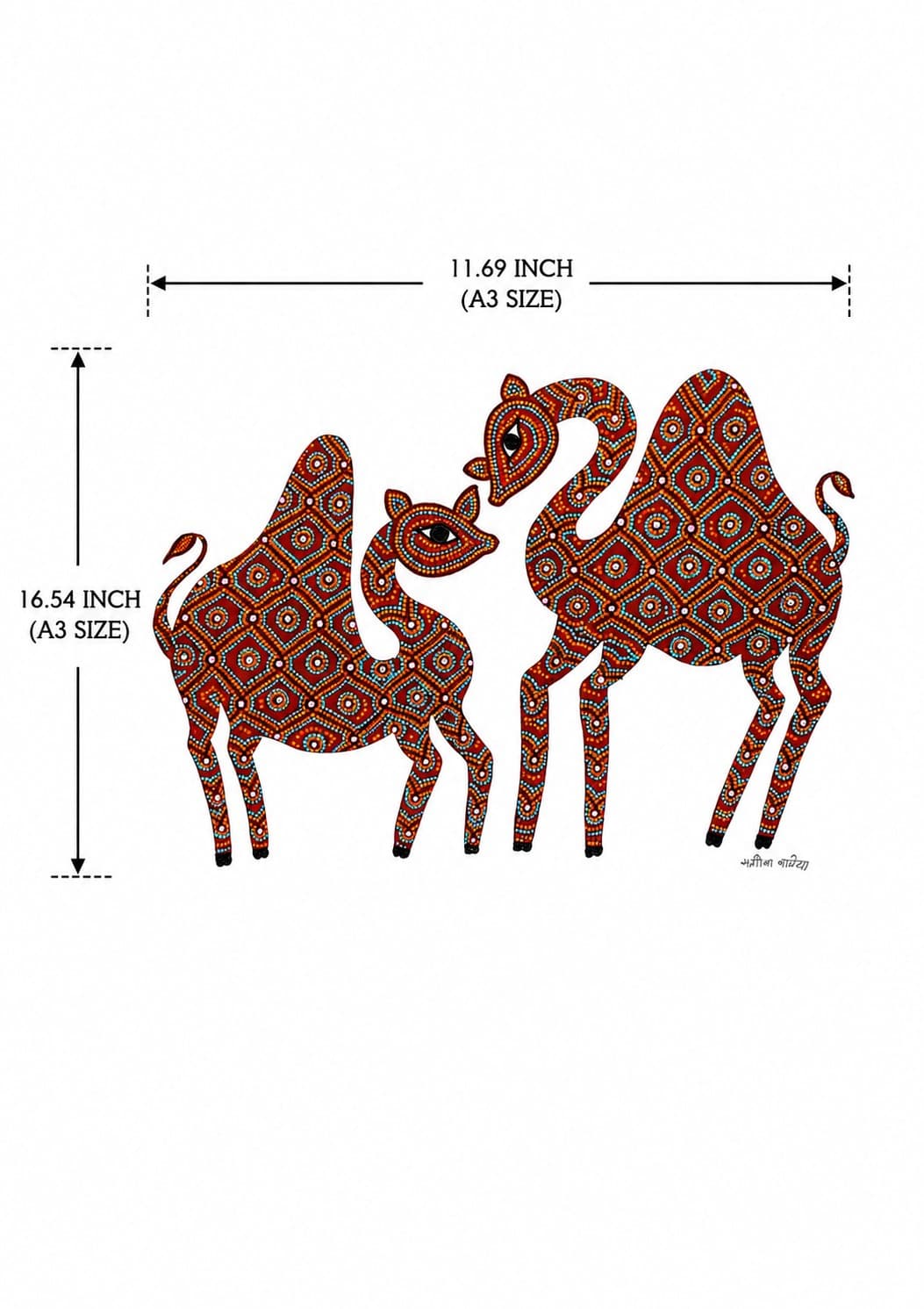Bhil Tribal Camel Couple Folk Painting - Bhil Painting — alternate view Bhil Tribal Camel Couple Folk Painting - Bhil Painting — alternate view
