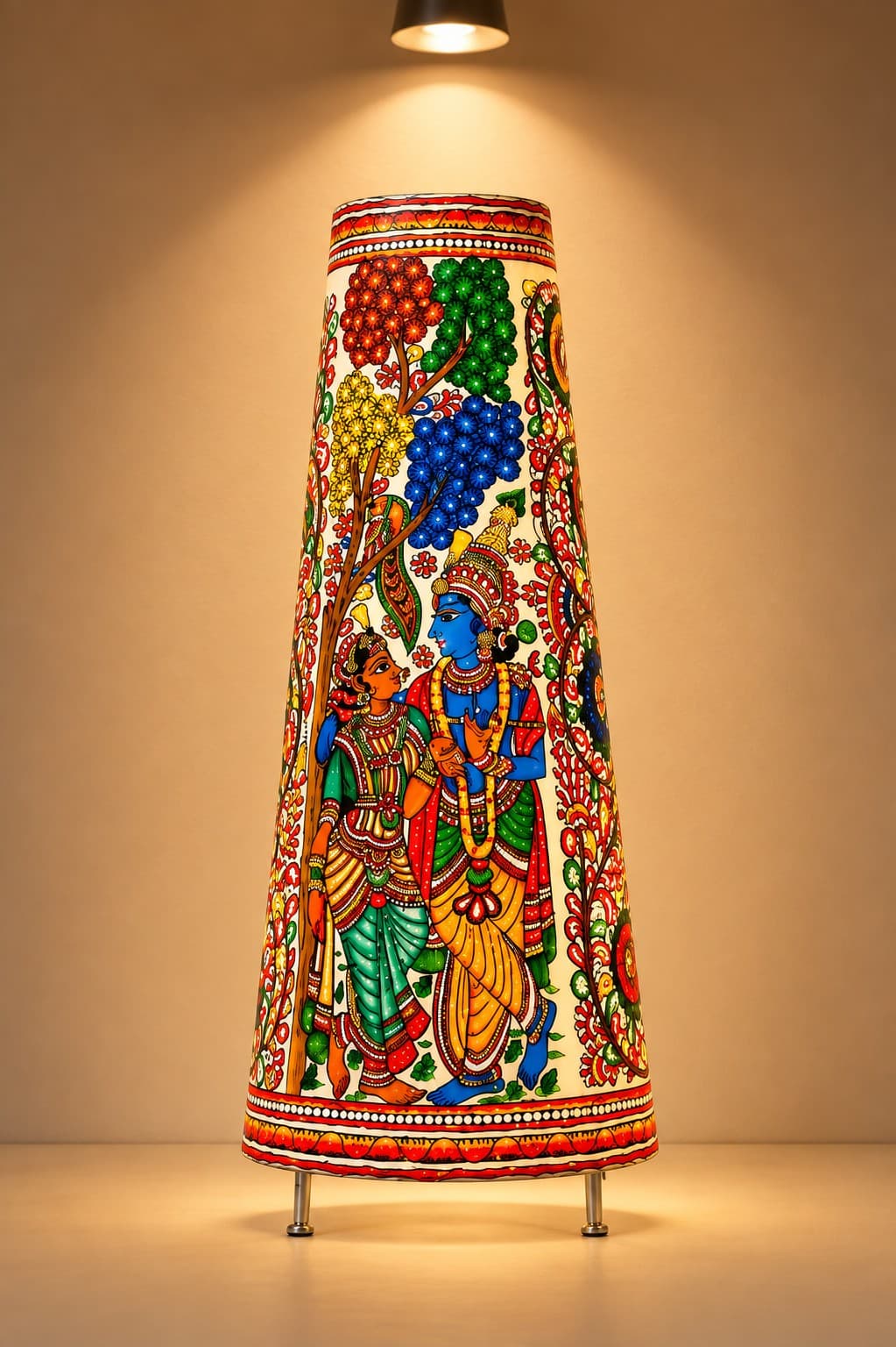 Radha Krishna Leather Floor Lamp - Tholu Bommalata Radha Krishna Leather Floor Lamp - Tholu Bommalata