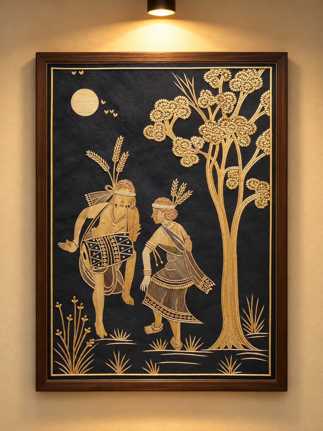 Santhal Festival Dance Under Moonlight - Sikki Grass Craft Santhal Festival Dance Under Moonlight - Sikki Grass Craft